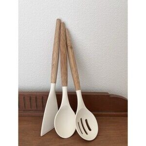 Paul Cardew Design Series 3pc Silicone Utensil Set Wood Handles White/Brown